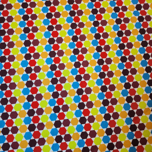 Multi Hexagons #3 Soft 100% Cotton Floral Fabric for Kids’ Sewing and Quilting – 44" Wide, Perfect for Dresses and Crafts