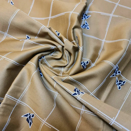 Dicker, 100 % Baumwoll-Drillstoff mit Senfkaromuster, Arbeitskleidung, Kleider-Twill, Bastelstoff, 147,3 cm, Meterware