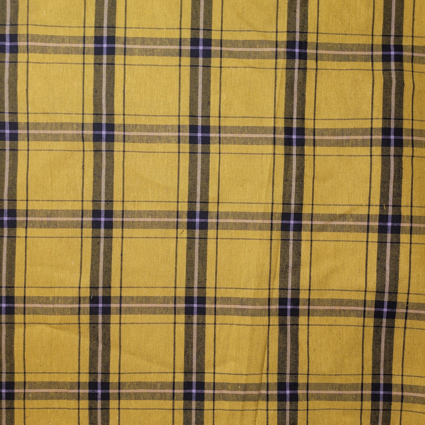 Mustard Navy 100% Cotton Tartan Check Plaid / Stripe Dress Fabric Craft Quilting Material 58" By The Meter