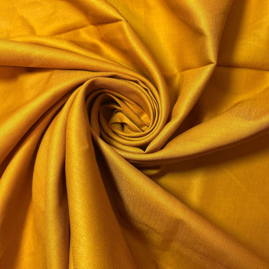 Mustard 100% Cotton Sateen Material Curtain Lining Dress Craft Quilting Fabric 44" By The Meter