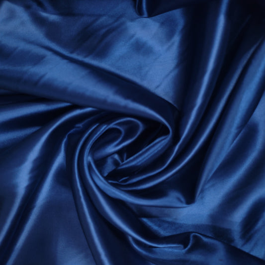 Navy Blue Plain Silky Satin Fabric Dress Craft Wedding Costume Lining Material 58" -By The Meter