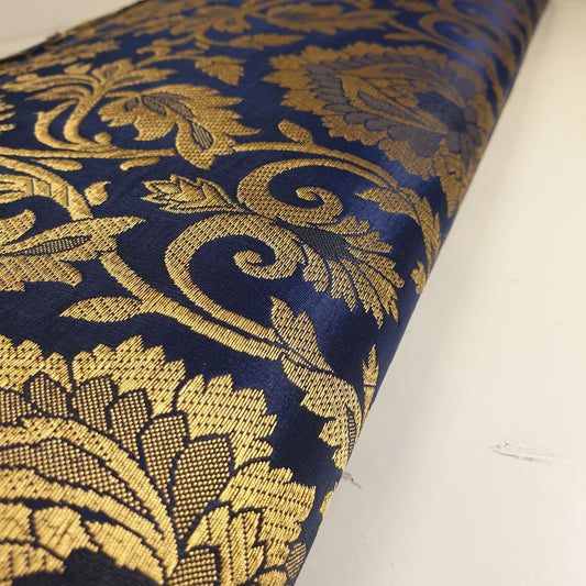 Ornamentaler Paisley Gold Metallic Druck Indischer Banarasi Brokat Stoff Meterware