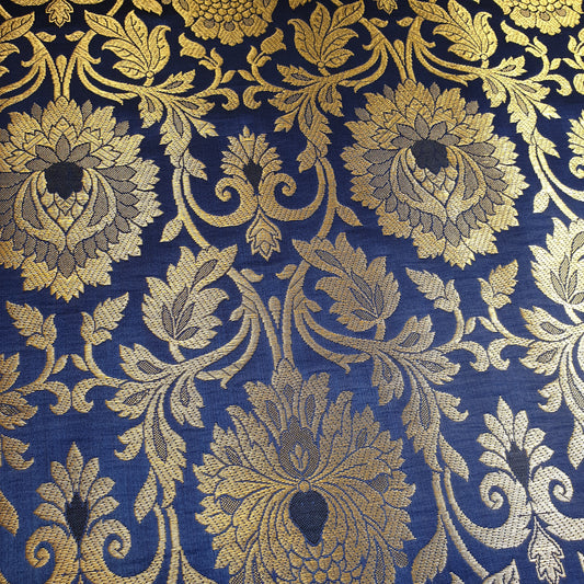 Ornamentaler Paisley Gold Metallic Druck Indischer Banarasi Brokat Stoff Meterware