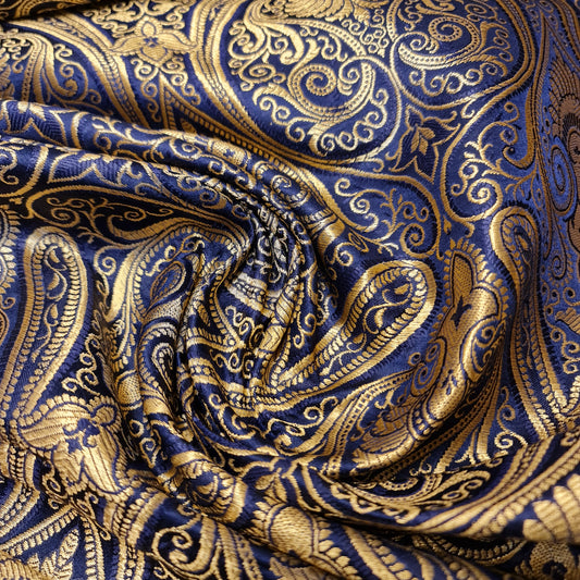 Ornamentaler Paisley Gold Metallic Druck Indischer Banarasi Brokat Stoff Meterware