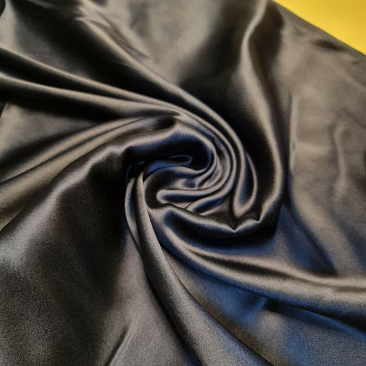 Navy Blue Glossy Charmeuse Silky Material Bridal Dress Craft Wedding Event Decor Polyester Fabric 44" Wide ( 23 Meter Roll )