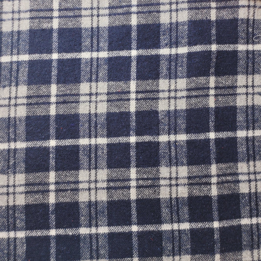 Elegant 100% Brushed Cotton Flannel: Tartan Winceyette Craft Dress Material - 58” Wide (Navy Classic Tartan)