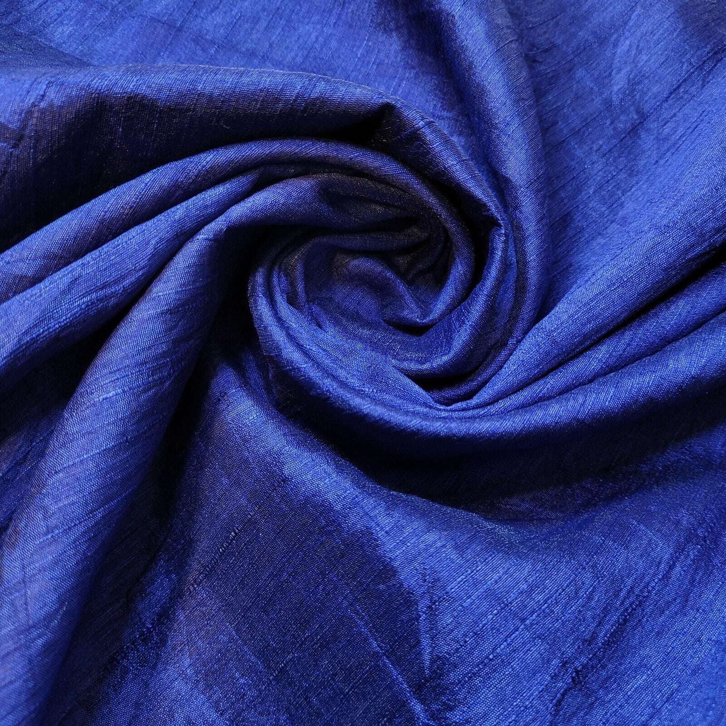 Navy Plain Raw Silk Faux Dupion 100% Polyester Upholstery Fabric Bridal Material 44" By Meter