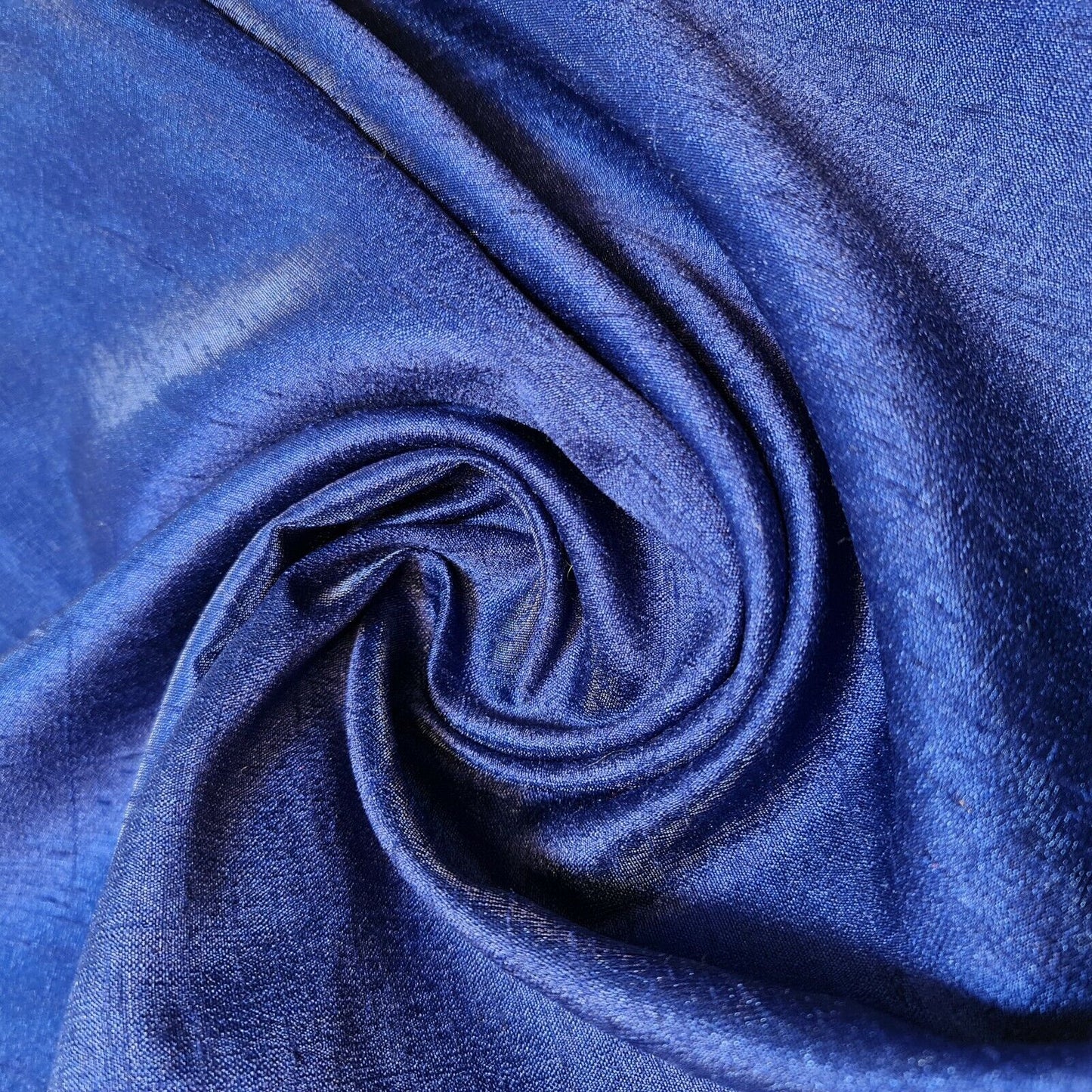 Navy Blue 100% Polyester Plain Faux Dupion Raw Silk Satin Finish Dressmaking Fabric By Meter 44"