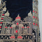 Navy Velvet Fabric Gold Palace Embroidery Indian Wedding Bridal Dress Material 58" by Meter