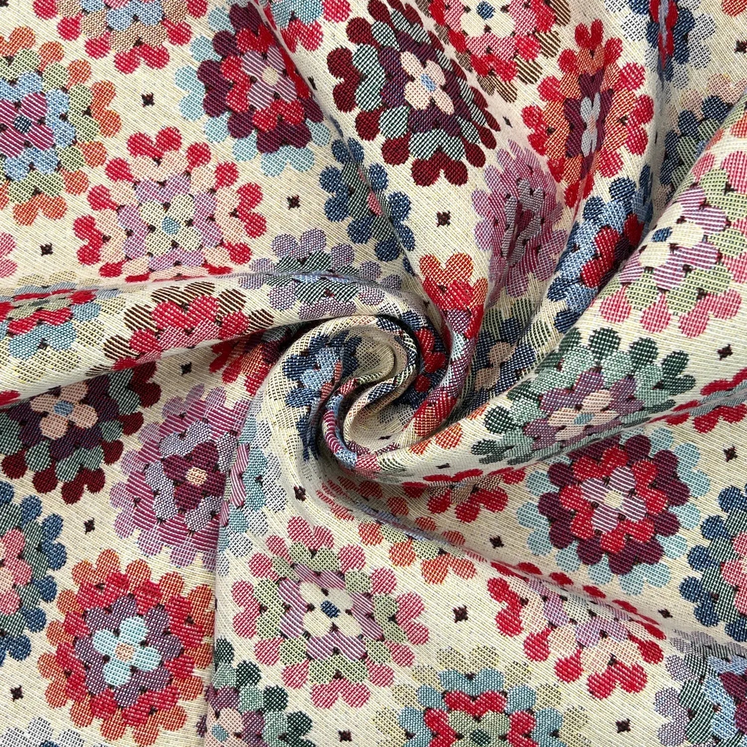 Luxury Cotton Rich Tapestry Fabric â€“ New World Full Colour 55" (140cm) Wide â€“ 15M Roll