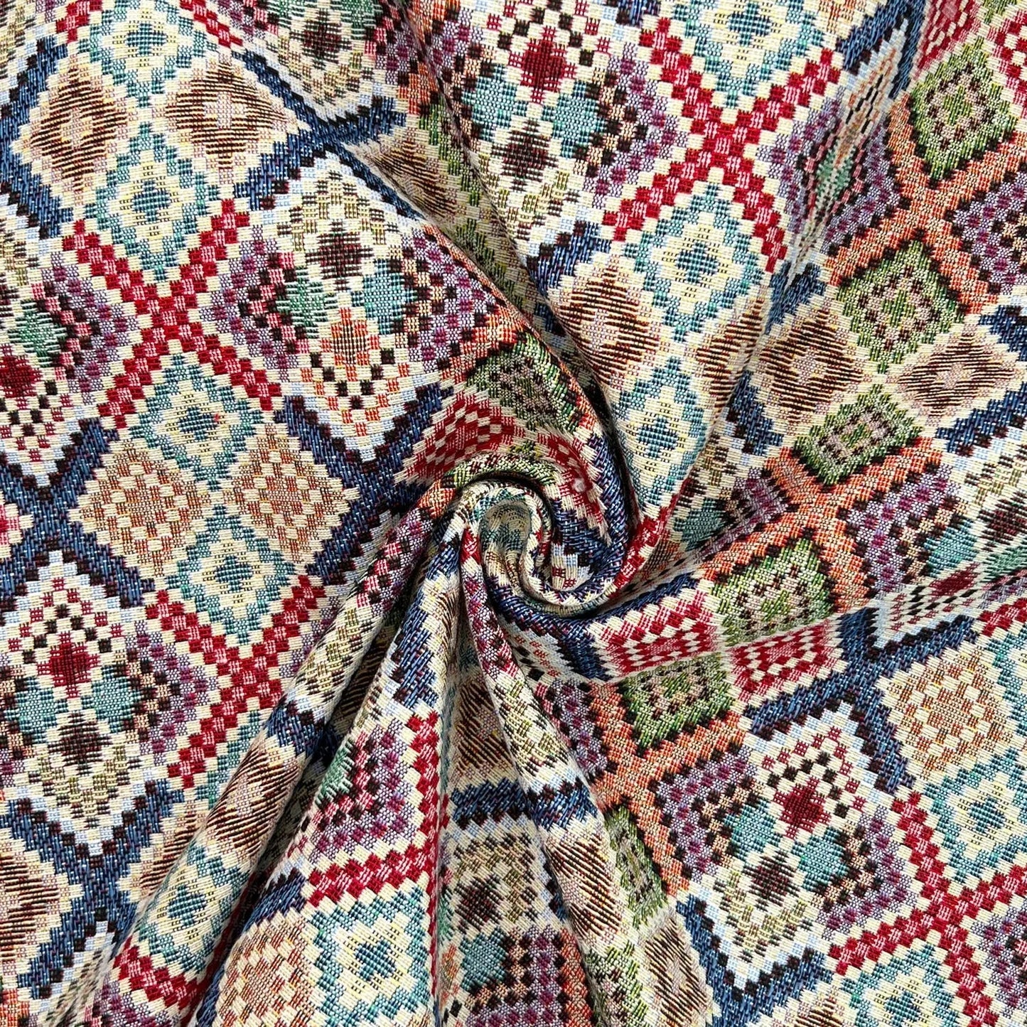 Luxury Cotton Rich Tapestry Fabric â€“ New World Full Colour 55" (140cm) Wide â€“ 15M Roll