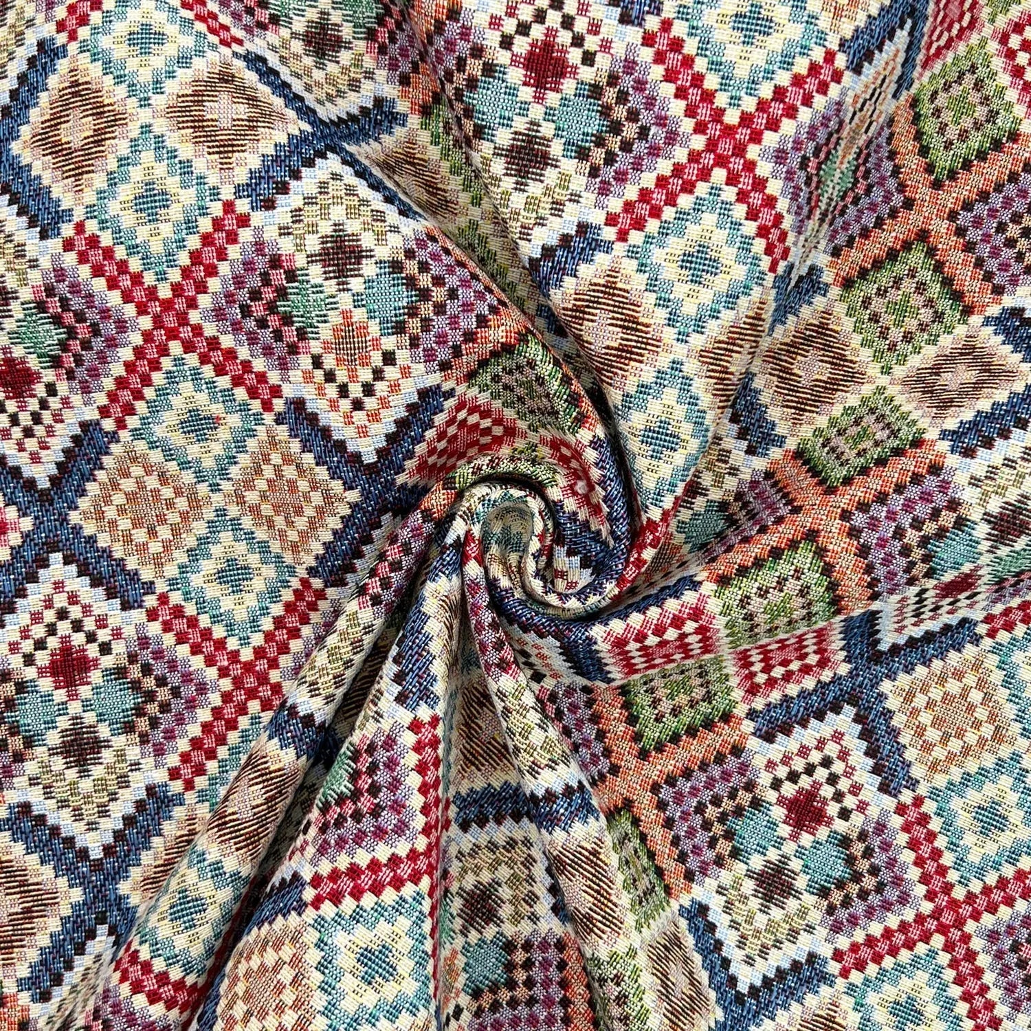 Luxury Cotton Rich Tapestry Fabric â€“ New World Full Colour 55" (140cm) Wide â€“ 15M Roll