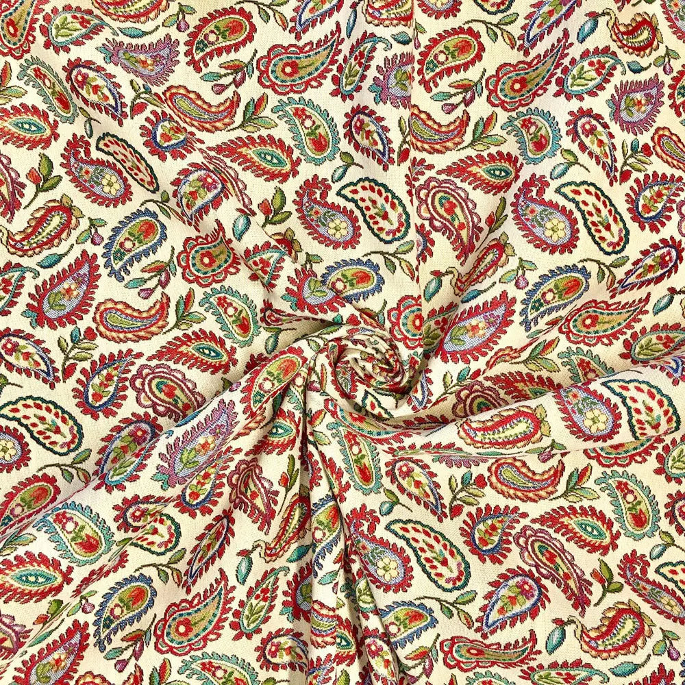 Luxury Cotton Rich Tapestry Fabric â€“ New World Full Colour 55" (140cm) Wide â€“ 15M Roll