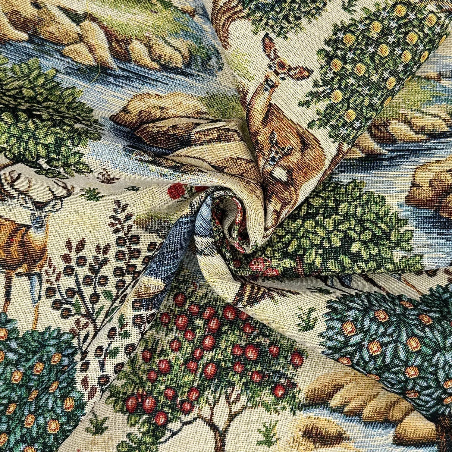 Luxury Cotton Rich Tapestry Fabric â€“ New World Full Colour 55" (140cm) Wide â€“ 15M Roll