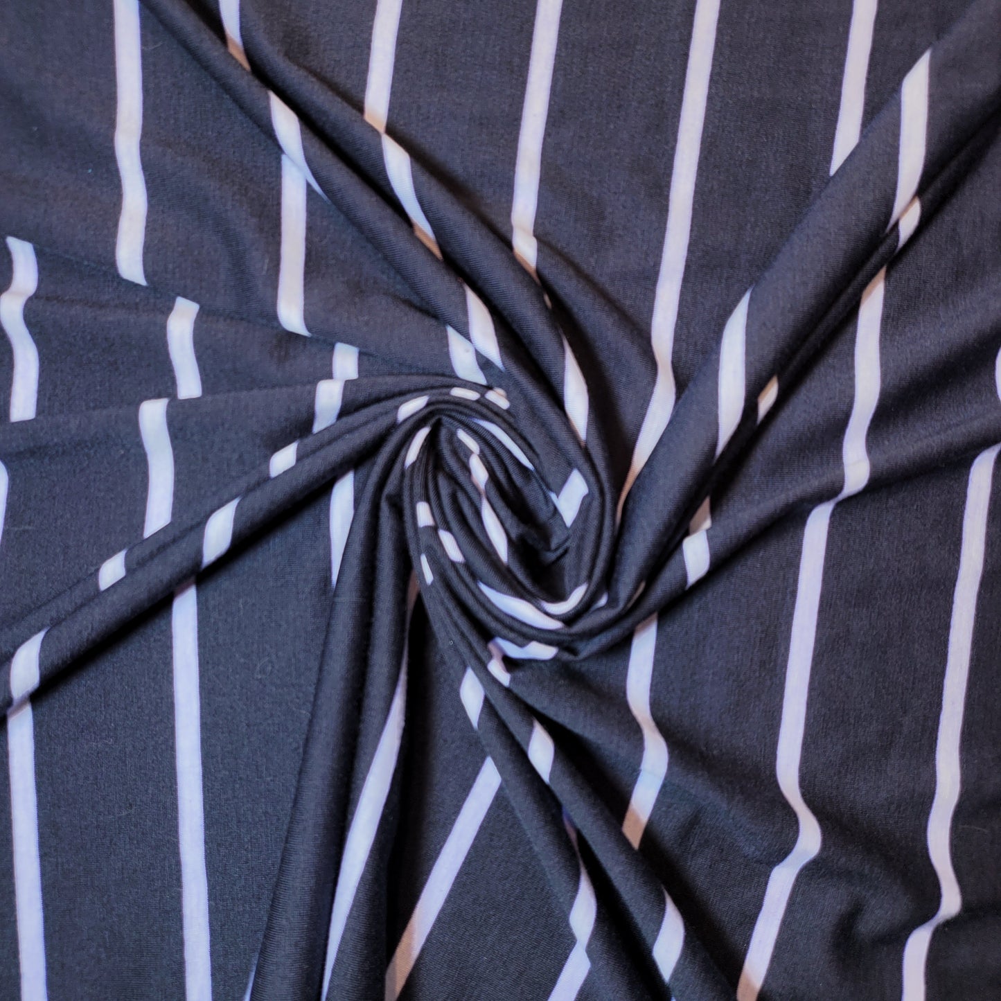 Navy Blue Stripe Viscose Jersey Dress Craft Costume Material 58" By The Meter