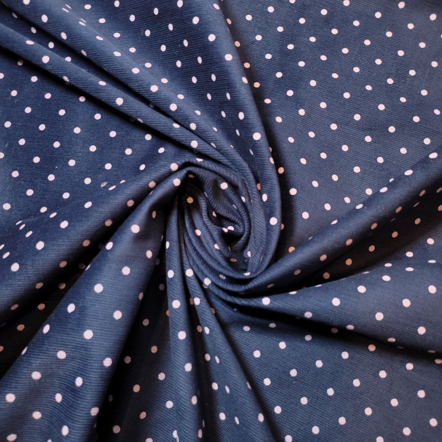 Navy Lilac Pin Spot 100% Cotton Cord Woven Velvet Corduroy Fabric Upholstery Dress Material 58"