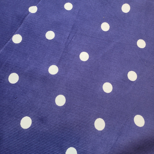 Navy Polka Spot 100% Cotton Cord Woven Velvet Corduroy Fabric Upholstery Dress Material 58"