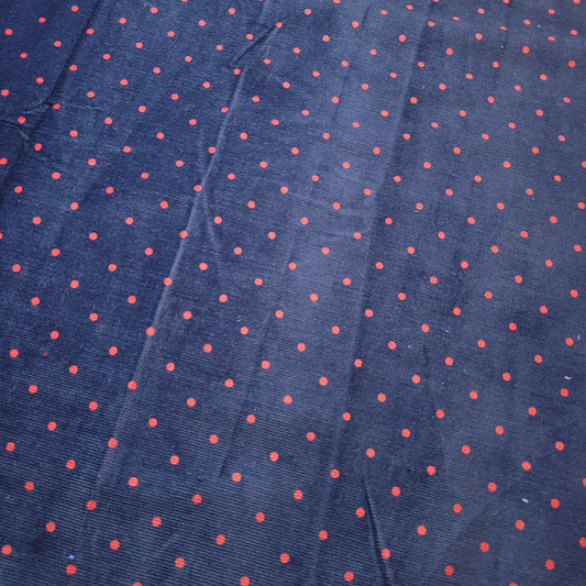 Navy Red Pin Spot 100% Cotton Cord Woven Velvet Corduroy Fabric Upholstery Dress Material 58"