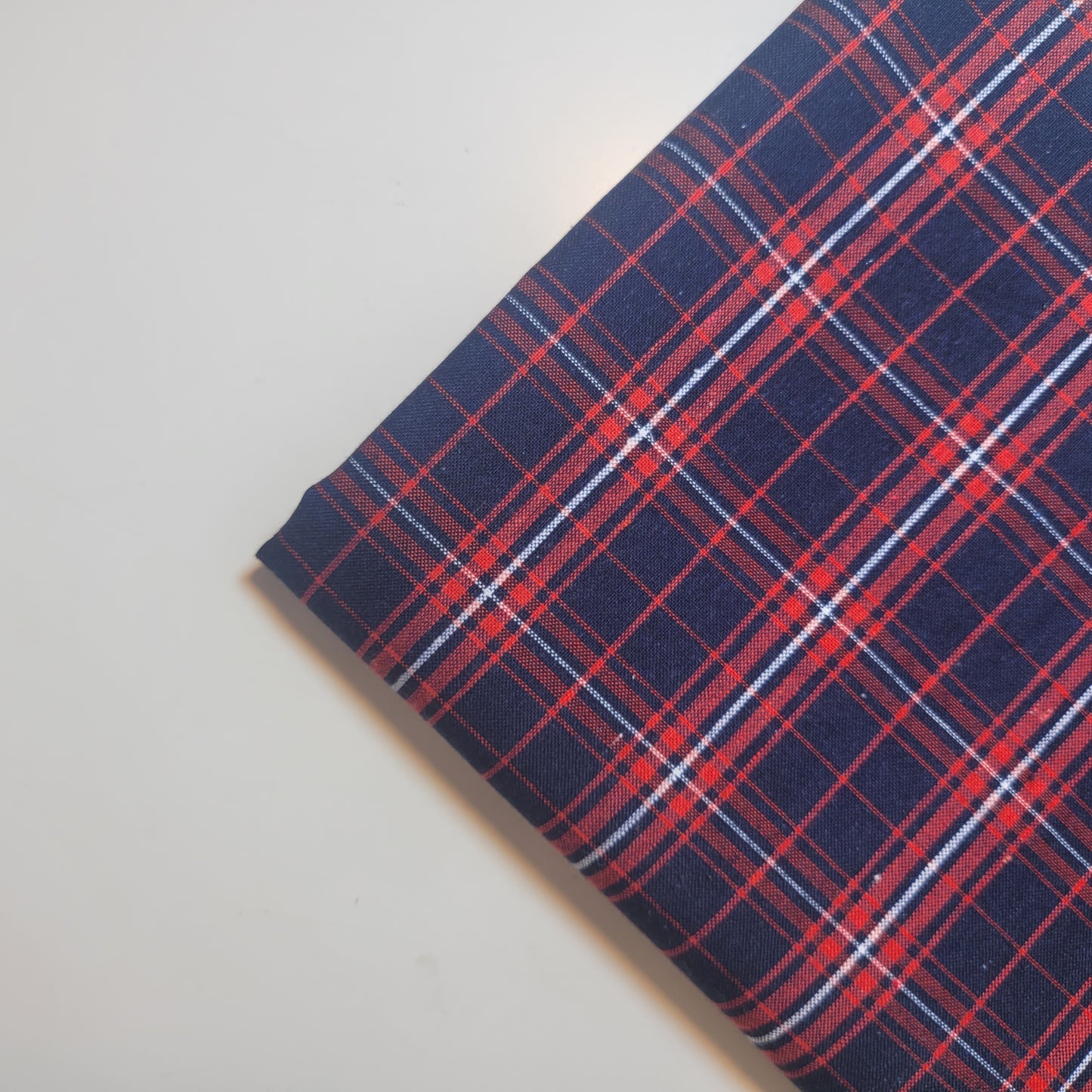 Navy Red  100% Cotton Tartan Check Plaid / Stripe Dress Fabric Craft Quilting Material 58" By The Meter