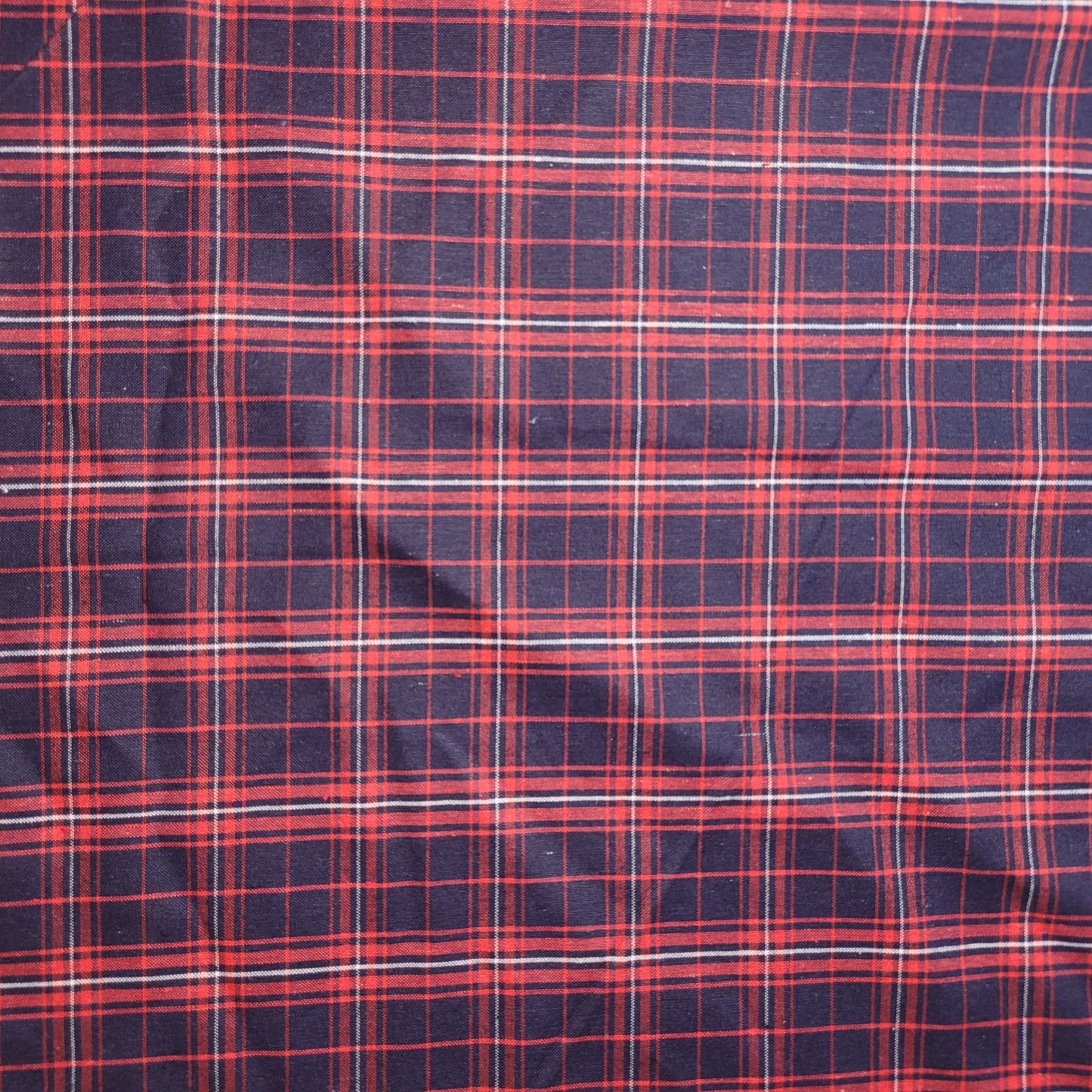 Navy Red  100% Cotton Tartan Check Plaid / Stripe Dress Fabric Craft Quilting Material 58" By The Meter