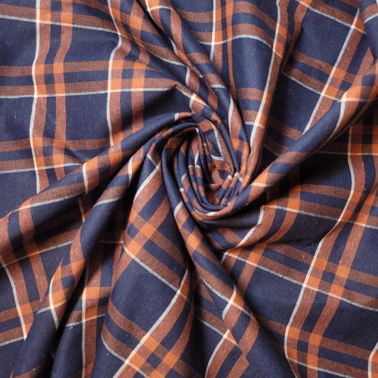 Navy Rust 100% Cotton Tartan Check Plaid / Stripe Dress Fabric Craft Quilting Material 58" By The Meter