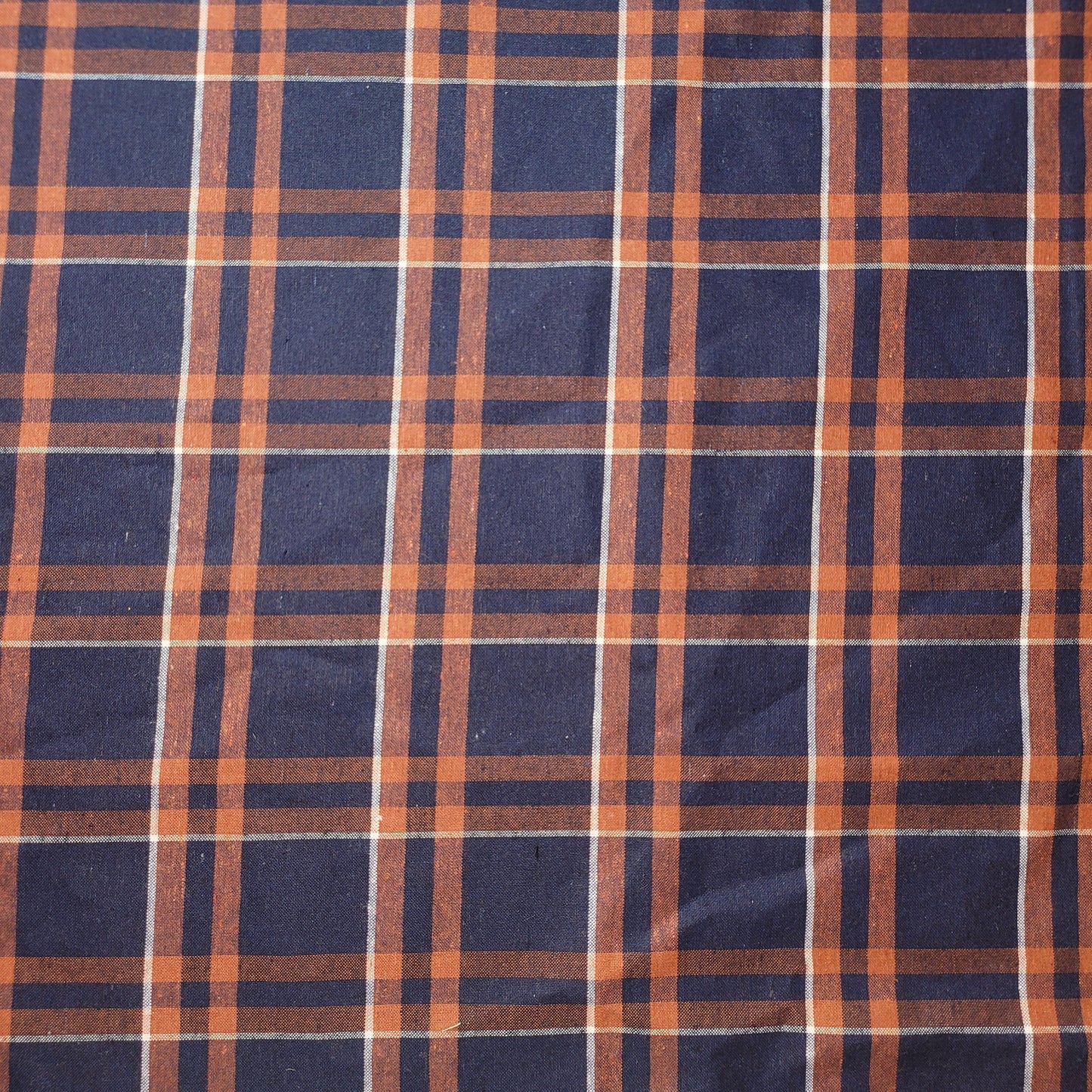 Navy Rust 100% Cotton Tartan Check Plaid / Stripe Dress Fabric Craft Quilting Material 58" By The Meter