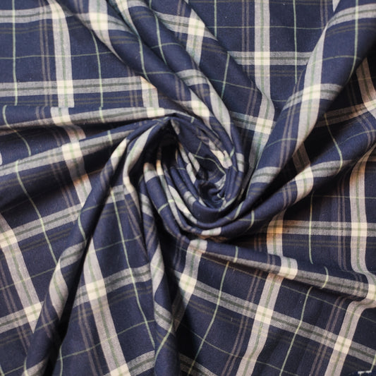 Marineblauer Salbei, 100 % Baumwolle, Tartan, Karomuster, gestreift, Kleiderstoff, Bastel- und Quiltmaterial, 147,3 cm, Meterware