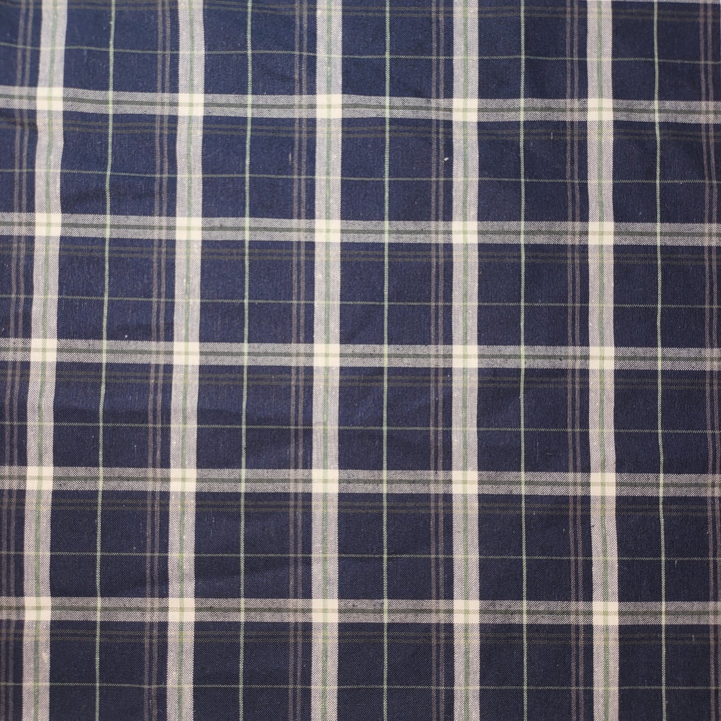 Navy Sage 100% Cotton Tartan Check Plaid / Stripe Dress Fabric Craft Quilting Material 58" By The Meter