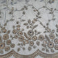 Navy Blue Luxury Embroidered Net Fabric with Sequins & Pearl Work 44" By The Meter