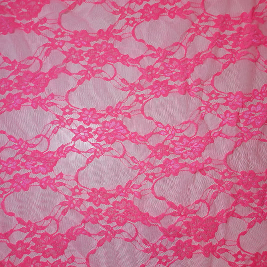 Neonpinker Spitzenstoff mit Blumenmuster für Brautkleider, Polyester-Netz- und Elasthan-Mischgewebe, 147,3 cm Meterware (Kopie)