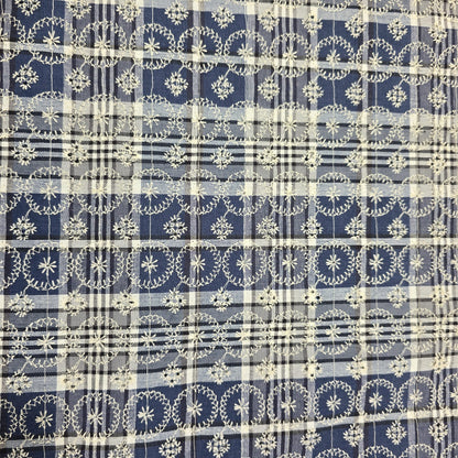 Checked Embroidered Cotton Fabric 44" Wide | Floral Broderie Dressmaking, Craft &