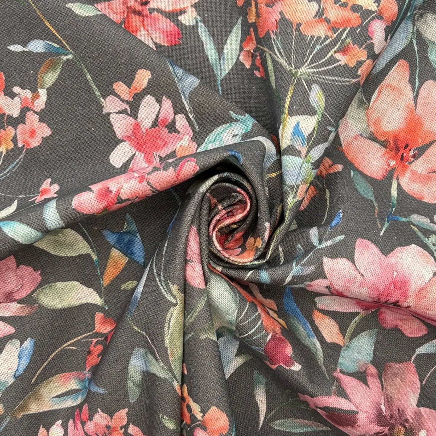 Recycled Cotton Organic Linen Printed Fabric | Sustainable 55" (140cm) Wide 243gsm Dressmaking & Home Décor Material – Sold by the Meter