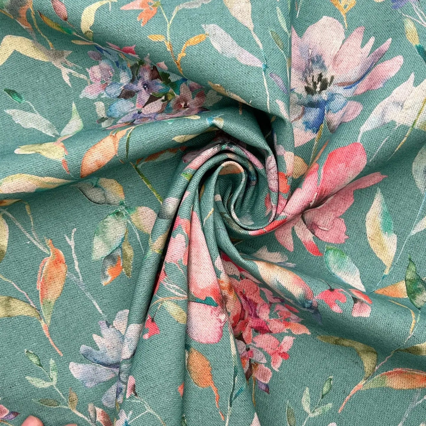 Recycled Cotton Organic Linen Printed Fabric | Sustainable 55" (140cm) Wide 243gsm Dressmaking & Home DÃ©cor Material â€“ Sold by the Meter