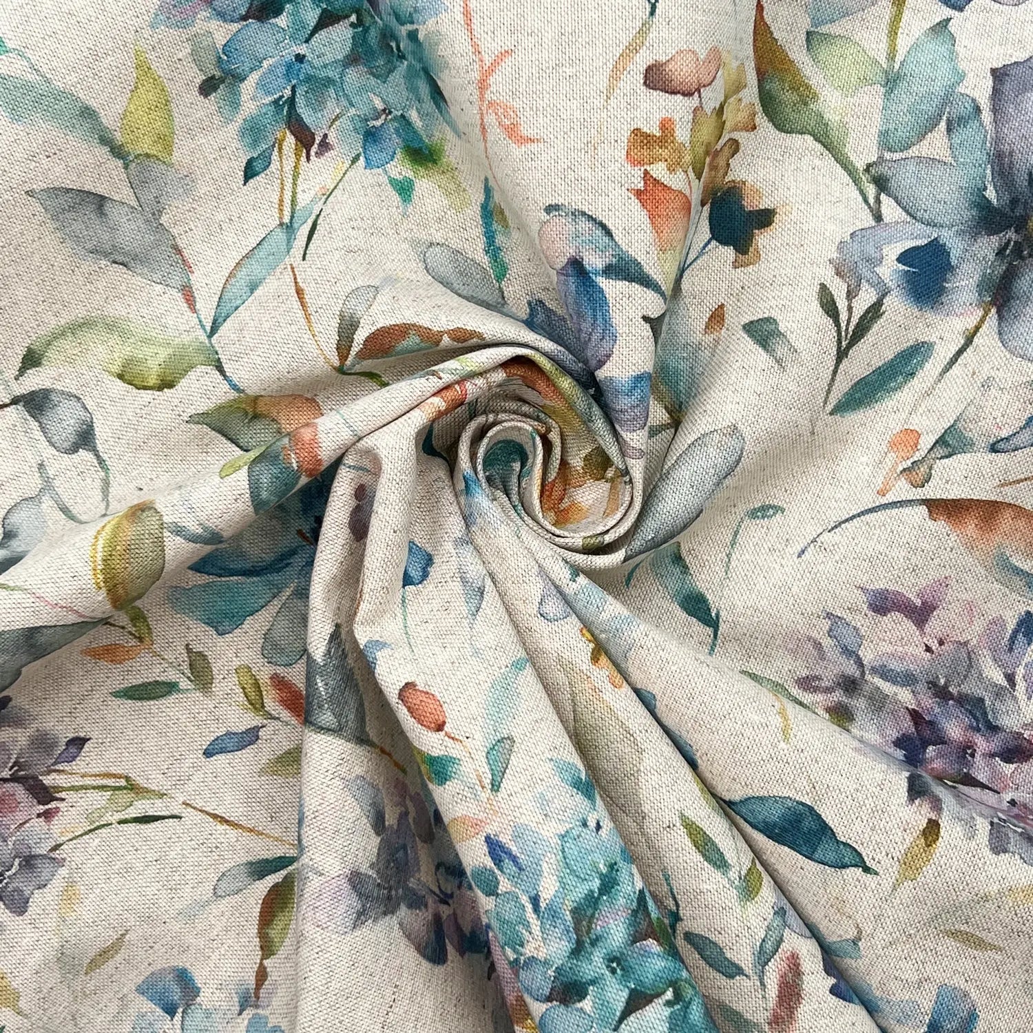 Recycled Cotton Organic Linen Printed Fabric | Sustainable 55" (140cm) Wide 243gsm Dressmaking & Home Décor Material – Sold by the Meter
