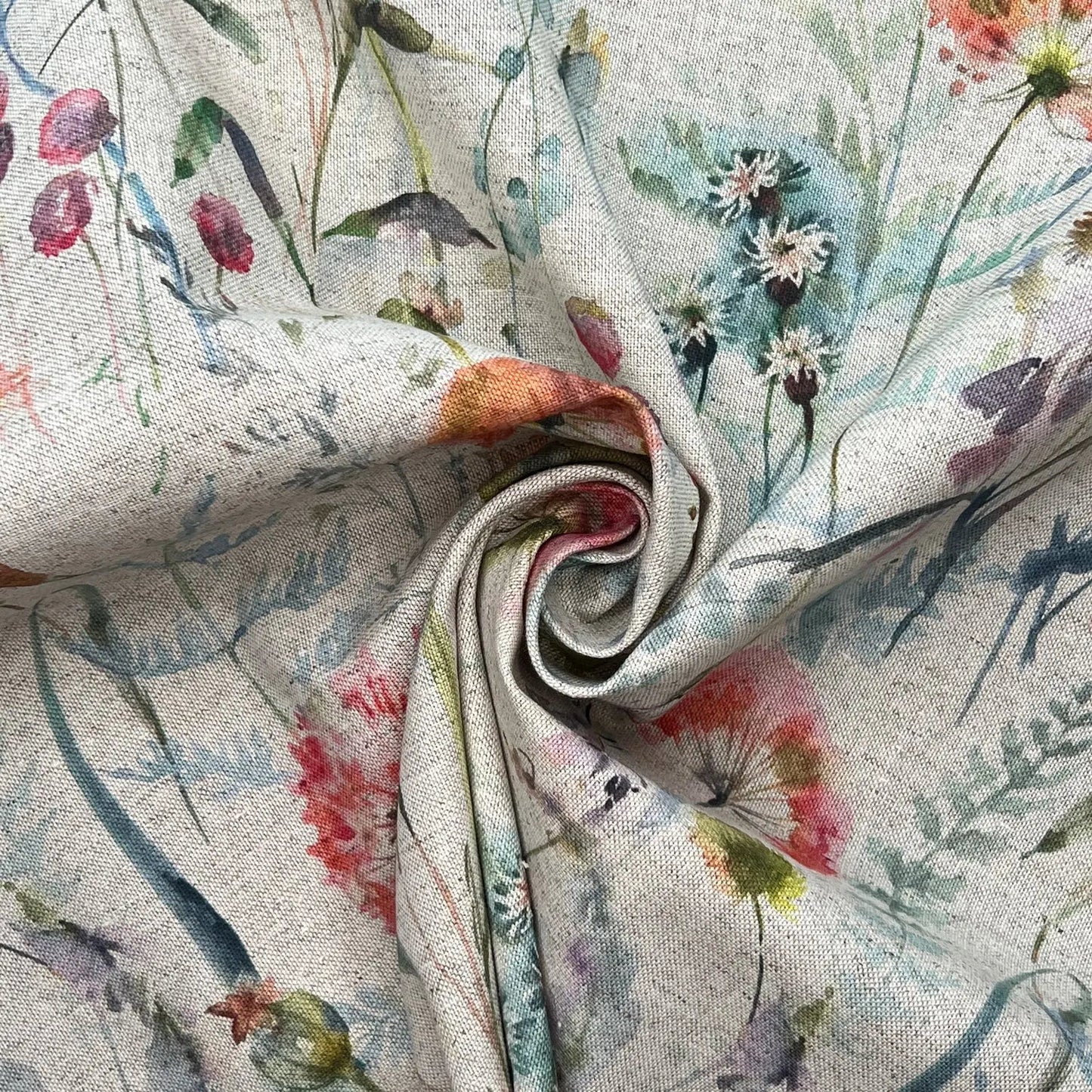 Recycled Cotton Organic Linen Printed Fabric | Sustainable 55" (140cm) Wide 243gsm Dressmaking & Home Décor Material – Sold by the Meter