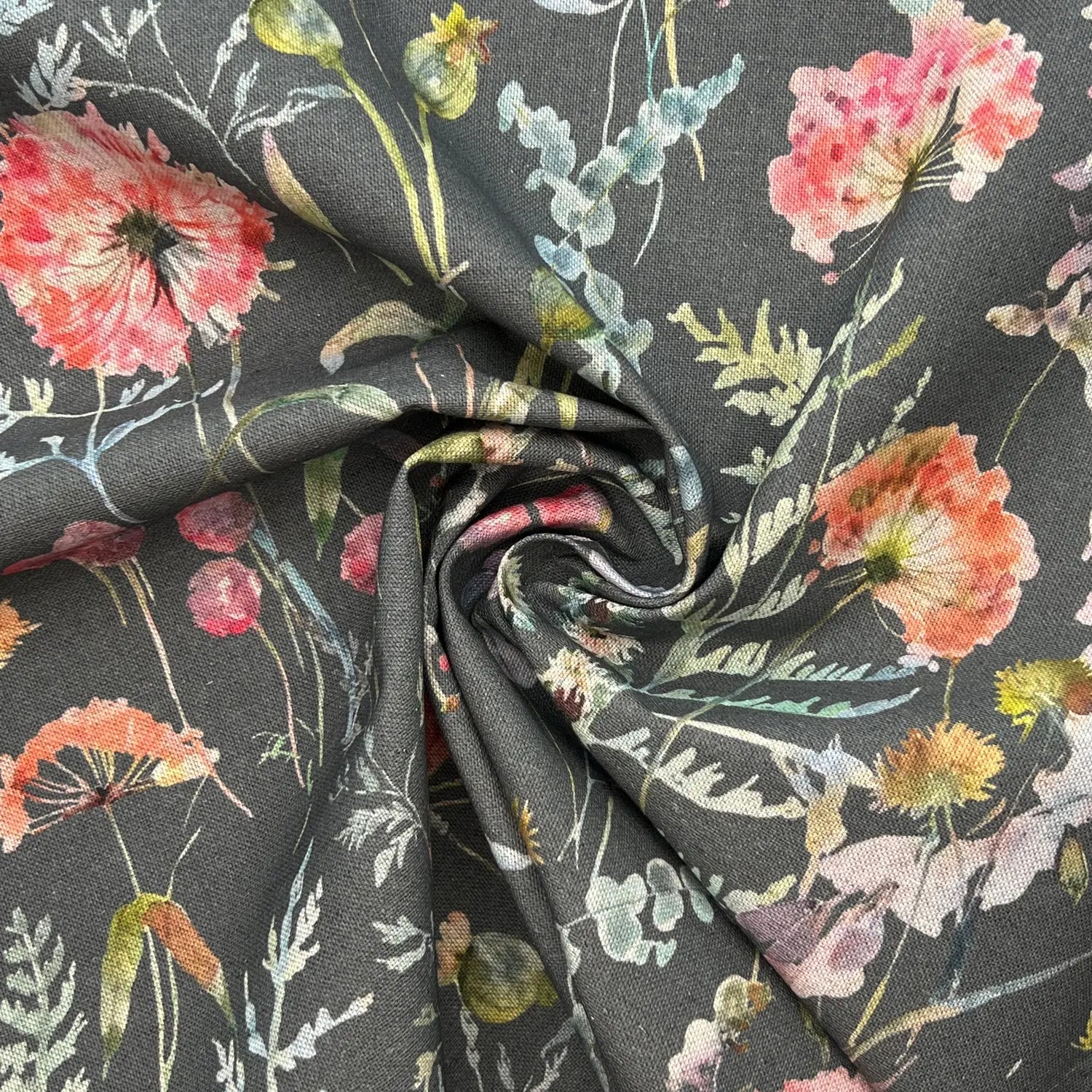 Recycled Cotton Organic Linen Printed Fabric | Sustainable 55" (140cm) Wide 243gsm Dressmaking & Home DÃ©cor Material â€“ Sold by the Meter