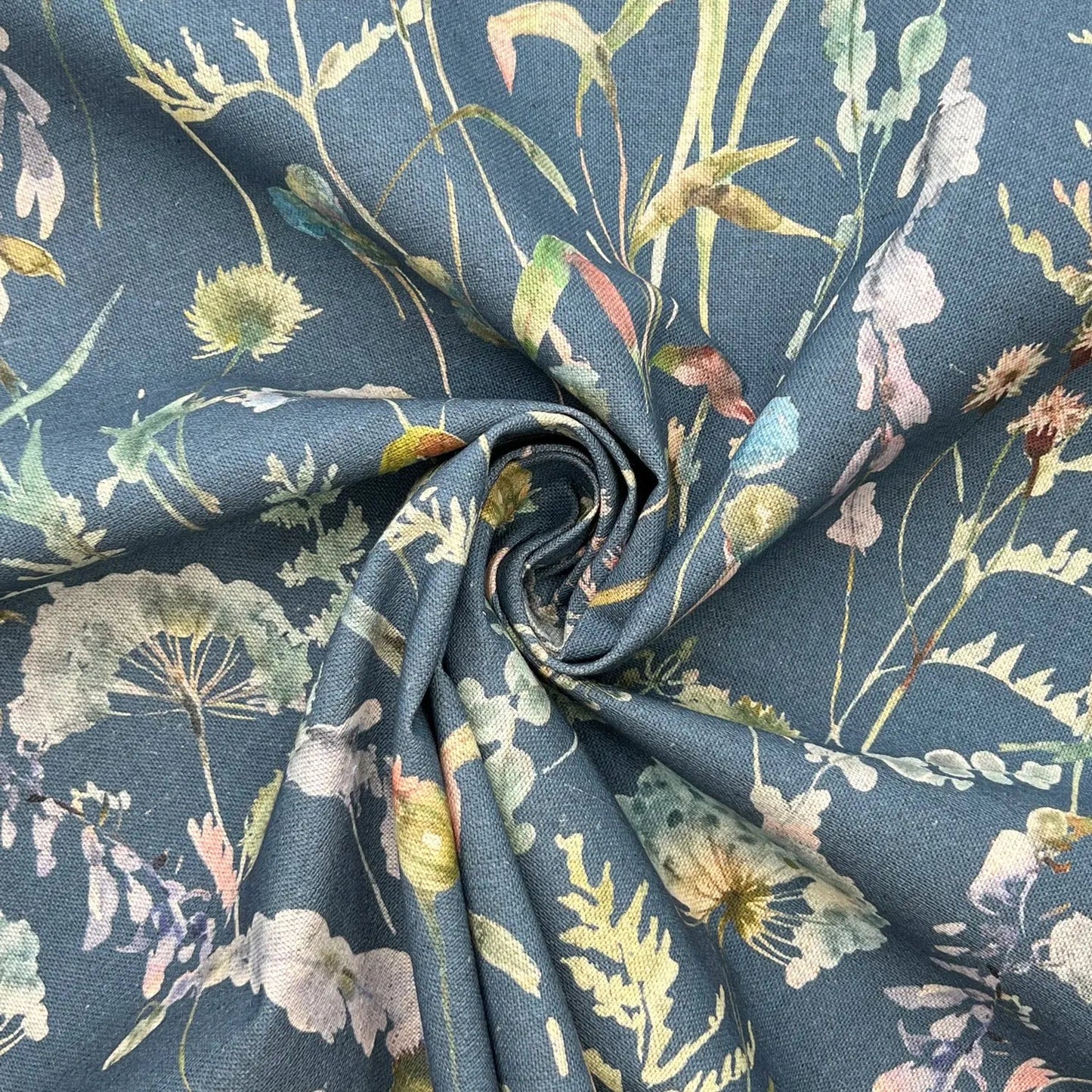 Recycled Cotton Organic Linen Printed Fabric | Sustainable 55" (140cm) Wide 243gsm Dressmaking & Home Décor Material – Sold by the Meter