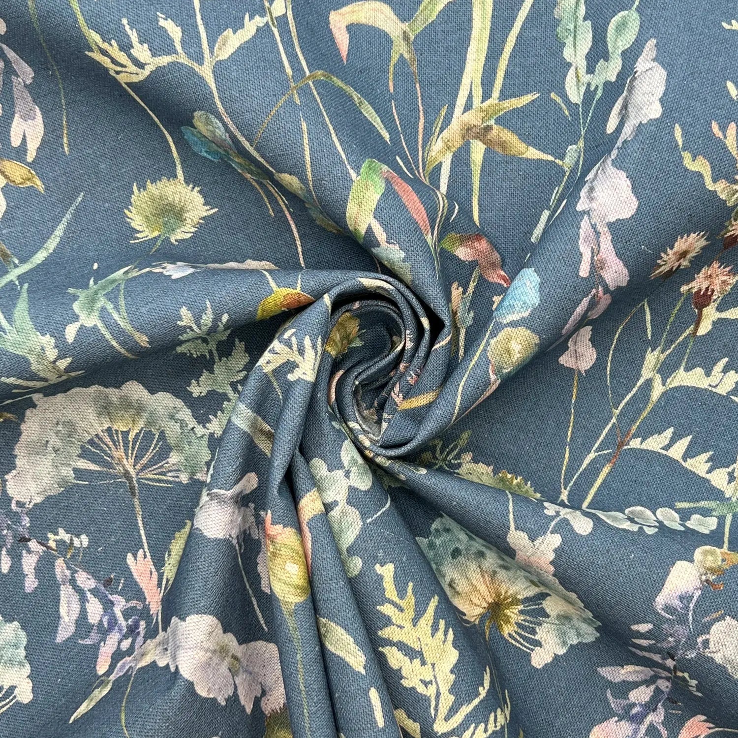 Recycled Cotton Organic Linen Printed Fabric | Sustainable 55" (140cm) Wide 243gsm Dressmaking & Home DÃ©cor Material â€“ Sold by the Meter