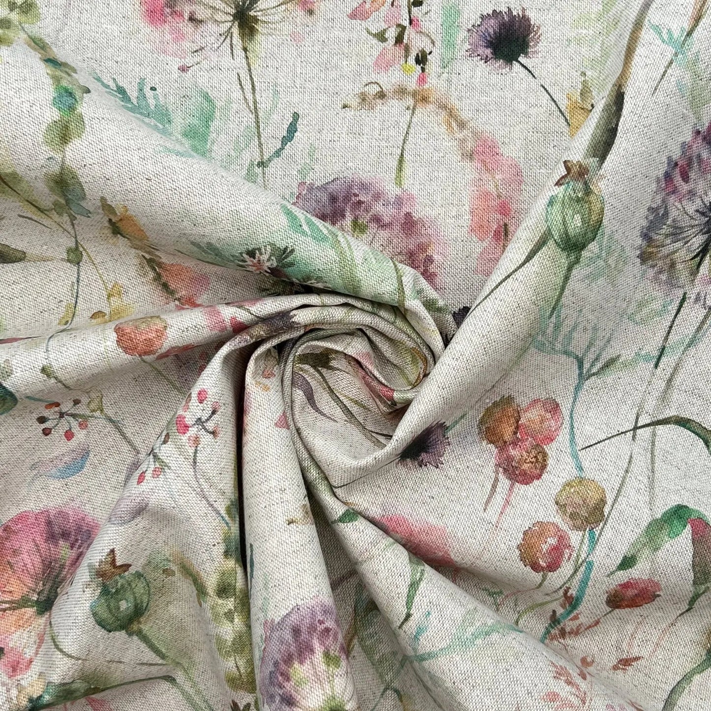 Recycled Cotton Organic Linen Printed Fabric | Sustainable 55" (140cm) Wide 243gsm Dressmaking & Home DÃ©cor Material â€“ Sold by the Meter