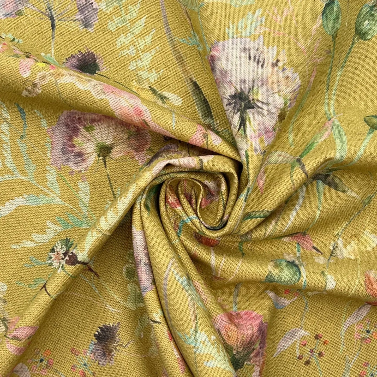 Recycled Cotton Organic Linen Printed Fabric | Sustainable 55" (140cm) Wide 243gsm Dressmaking & Home DÃ©cor Material â€“ Sold by the Meter