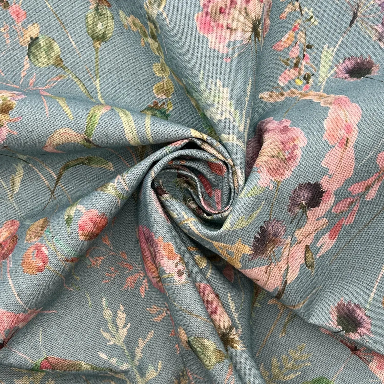 Recycled Cotton Organic Linen Printed Fabric | Sustainable 55" (140cm) Wide 243gsm Dressmaking & Home Décor Material – Sold by the Meter
