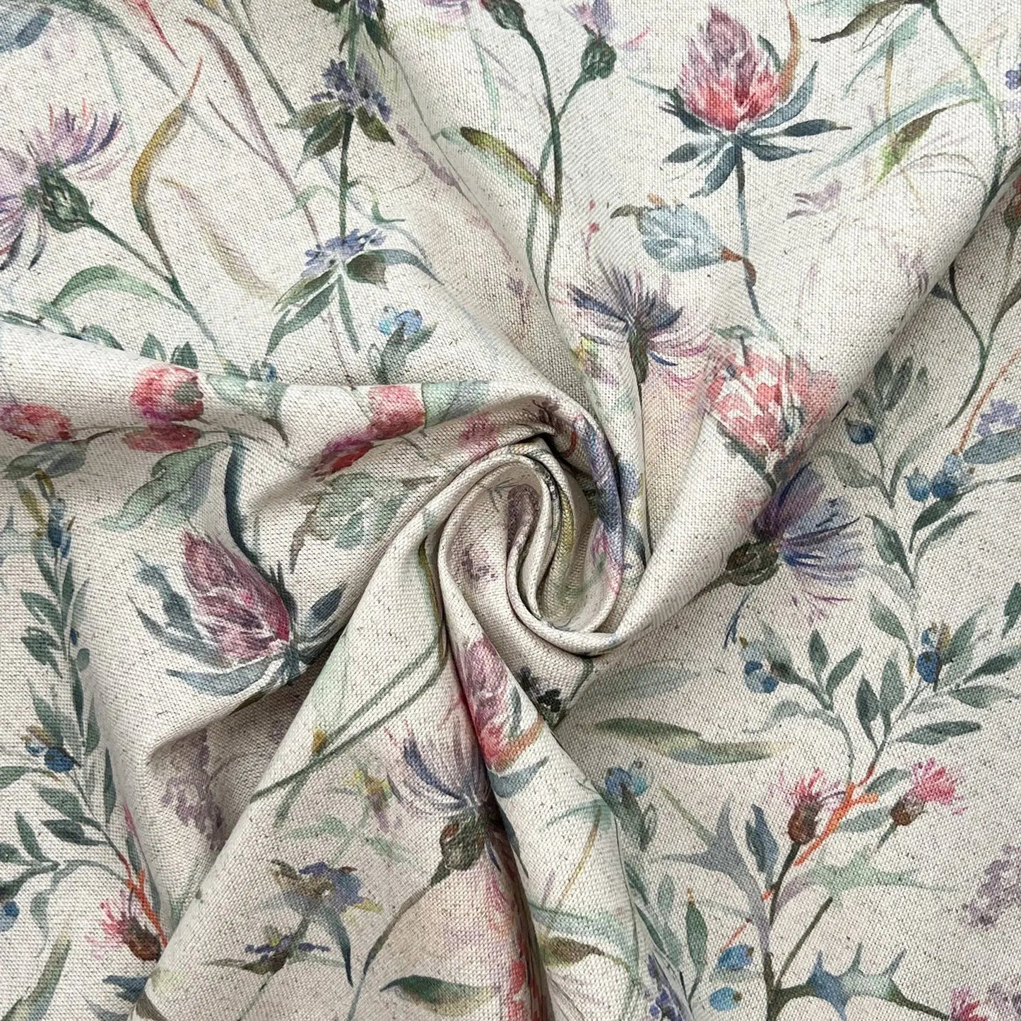 Recycled Cotton Organic Linen Printed Fabric | Sustainable 55" (140cm) Wide 243gsm Dressmaking & Home DÃ©cor Material â€“ Sold by the Meter