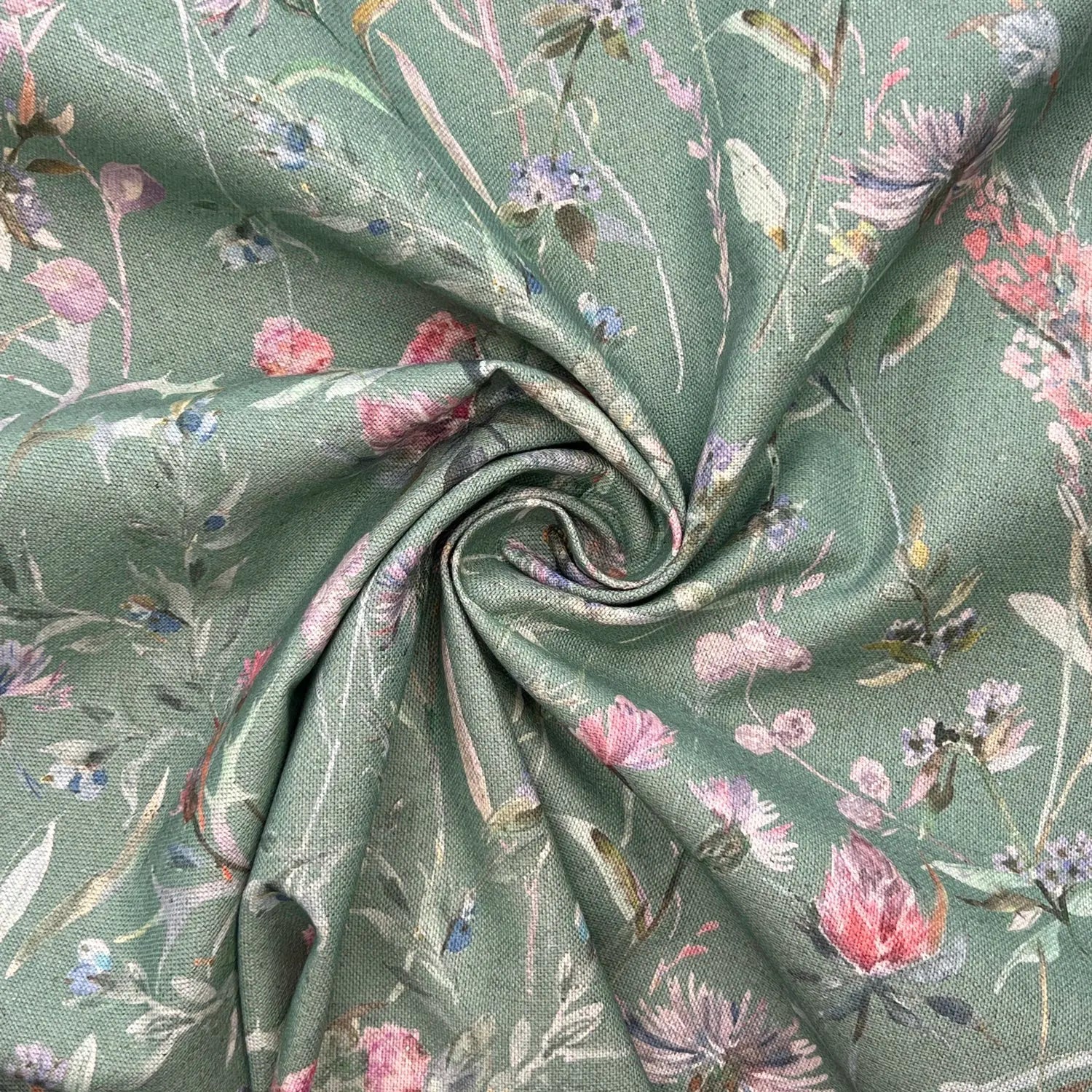 Recycled Cotton Organic Linen Printed Fabric | Sustainable 55" (140cm) Wide 243gsm Dressmaking & Home Décor Material – Sold by the Meter