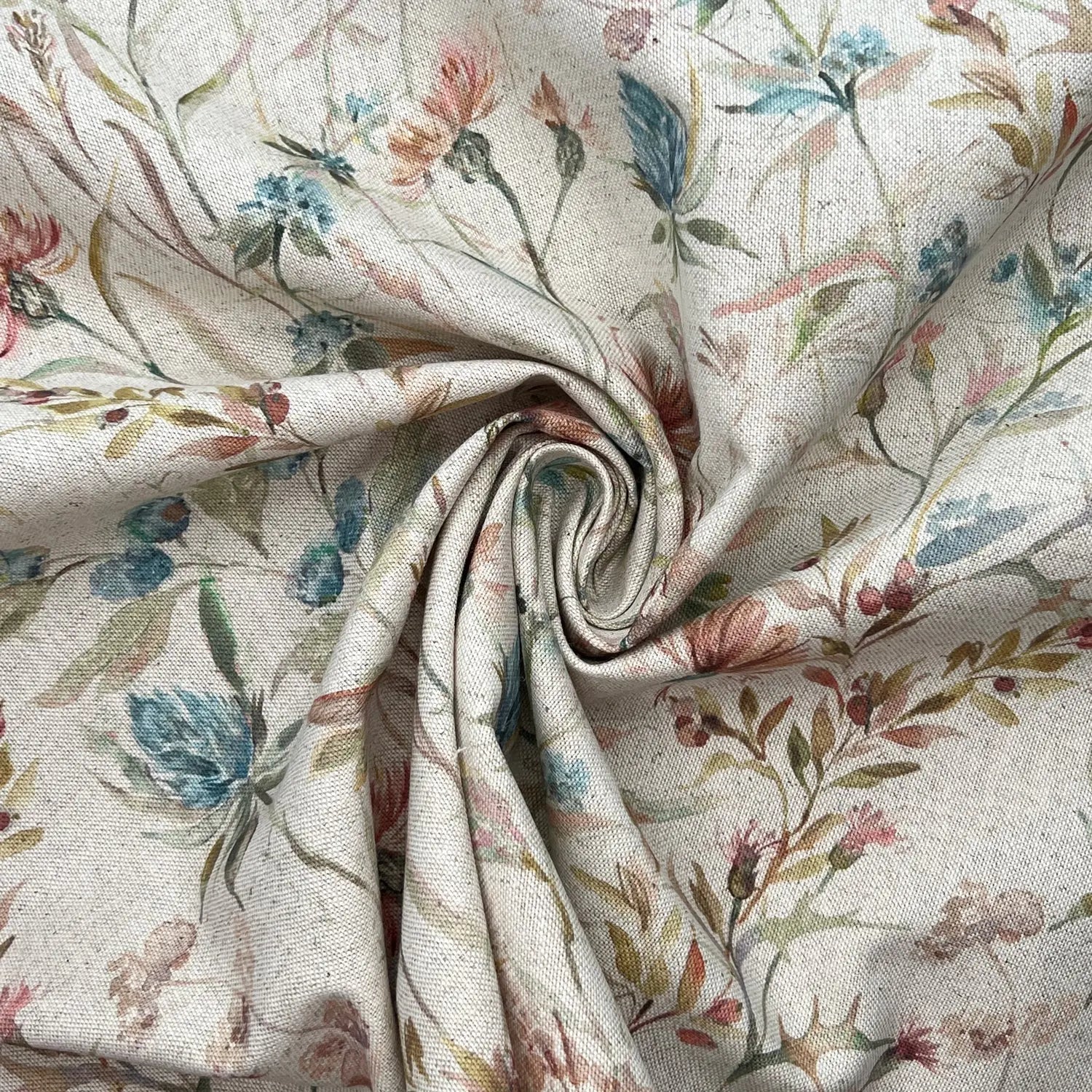 Recycled Cotton Organic Linen Printed Fabric | Sustainable 55" (140cm) Wide 243gsm Dressmaking & Home Décor Material – Sold by the Meter