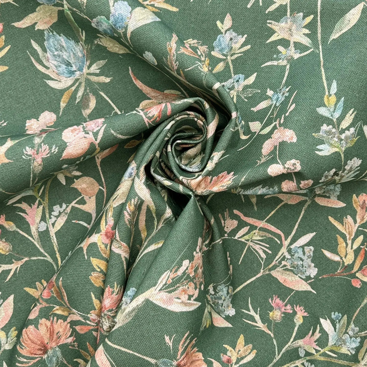 Recycled Cotton Organic Linen Printed Fabric | Sustainable 55" (140cm) Wide 243gsm Dressmaking & Home DÃ©cor Material â€“ Sold by the Meter