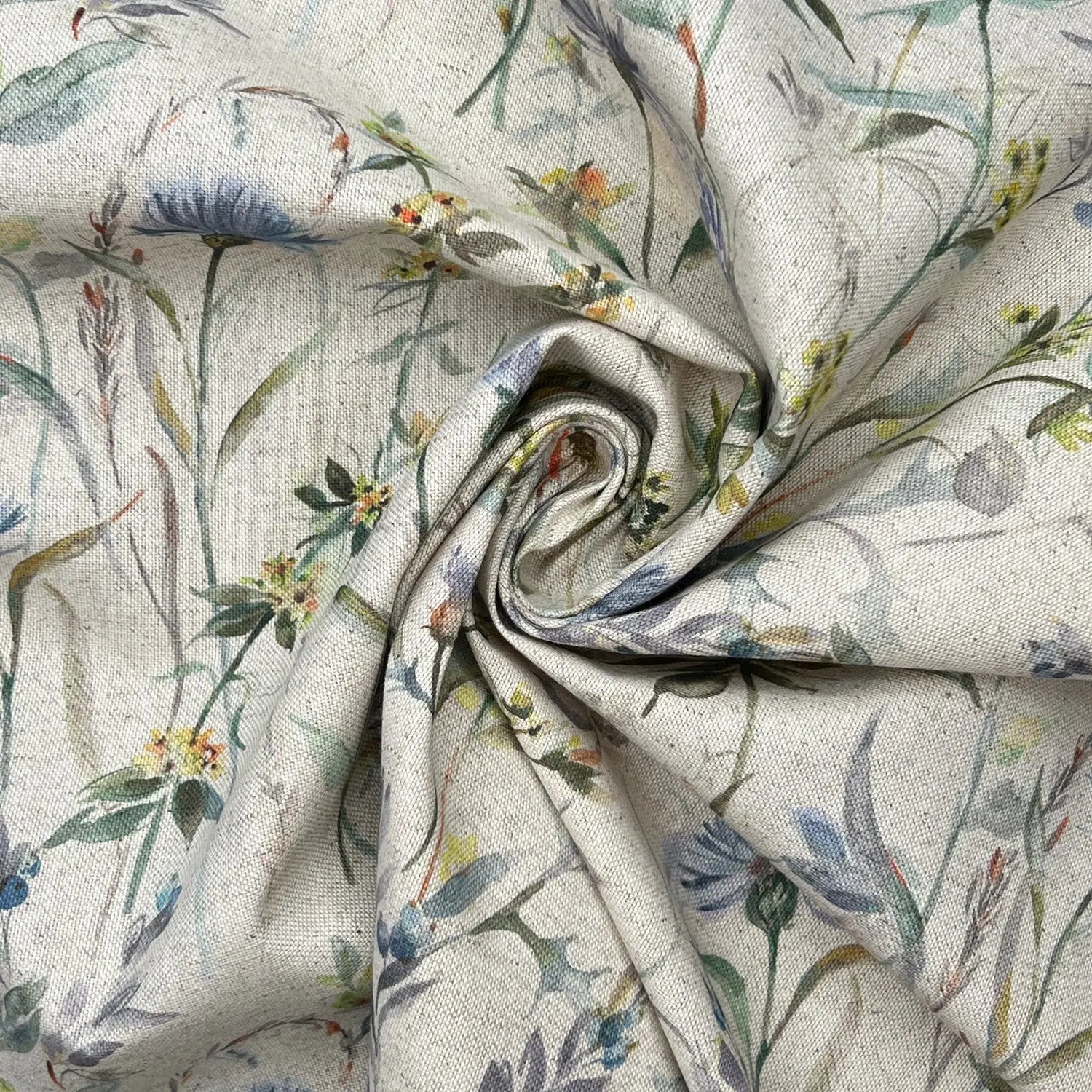 Recycled Cotton Organic Linen Printed Fabric | Sustainable 55" (140cm) Wide 243gsm Dressmaking & Home DÃ©cor Material â€“ Sold by the Meter