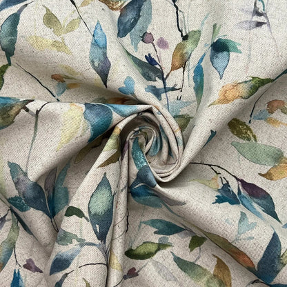 Recycled Cotton Organic Linen Printed Fabric | Sustainable 55" (140cm) Wide 243gsm Dressmaking & Home DÃ©cor Material â€“ Sold by the Meter