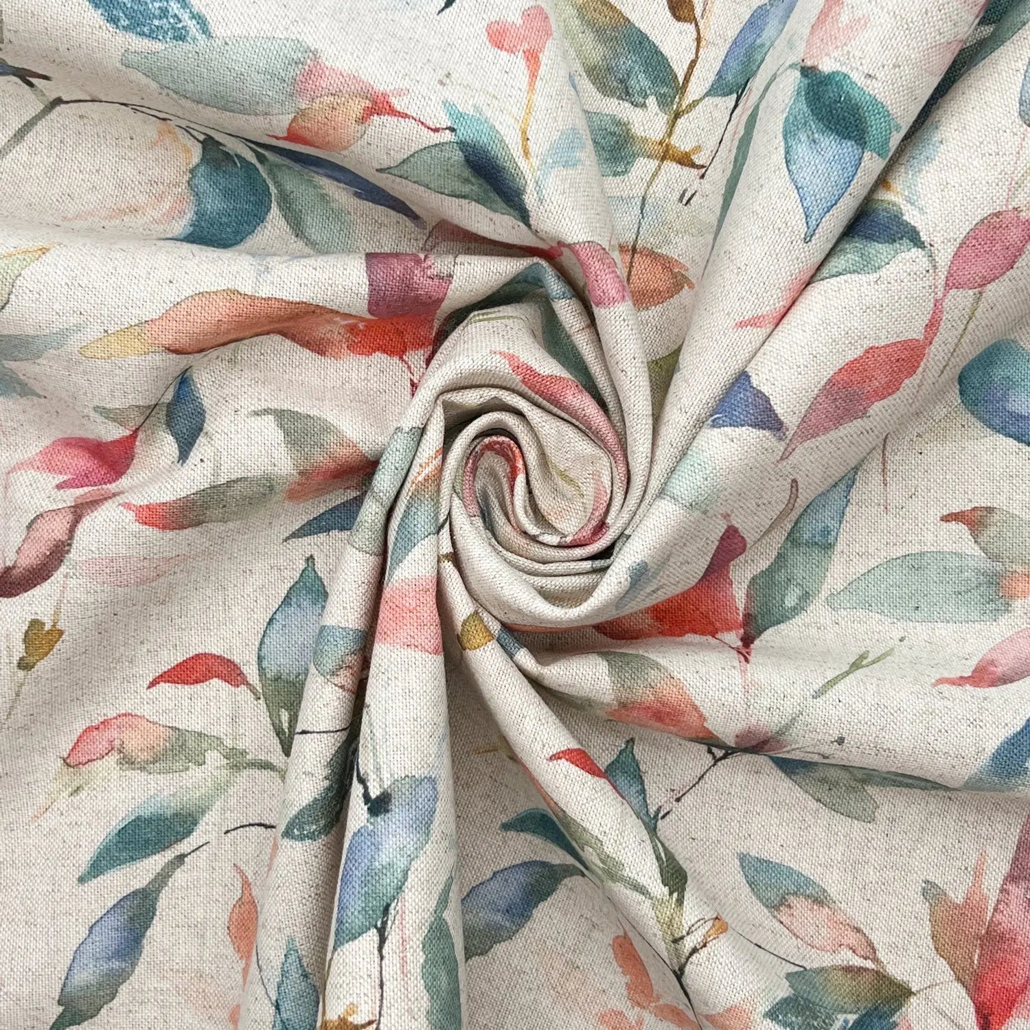 Recycled Cotton Organic Linen Printed Fabric | Sustainable 55" (140cm) Wide 243gsm Dressmaking & Home Décor Material – Sold by the Meter