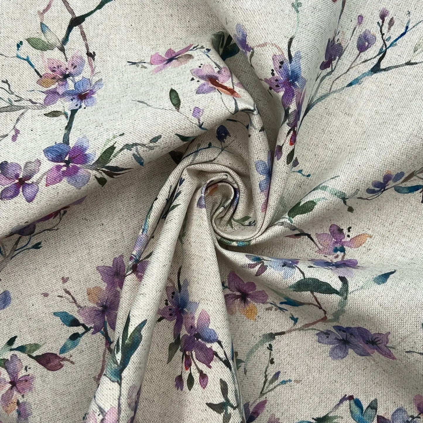 Recycled Cotton Organic Linen Printed Fabric | Sustainable 55" (140cm) Wide 243gsm Dressmaking & Home Décor Material – Sold by the Meter