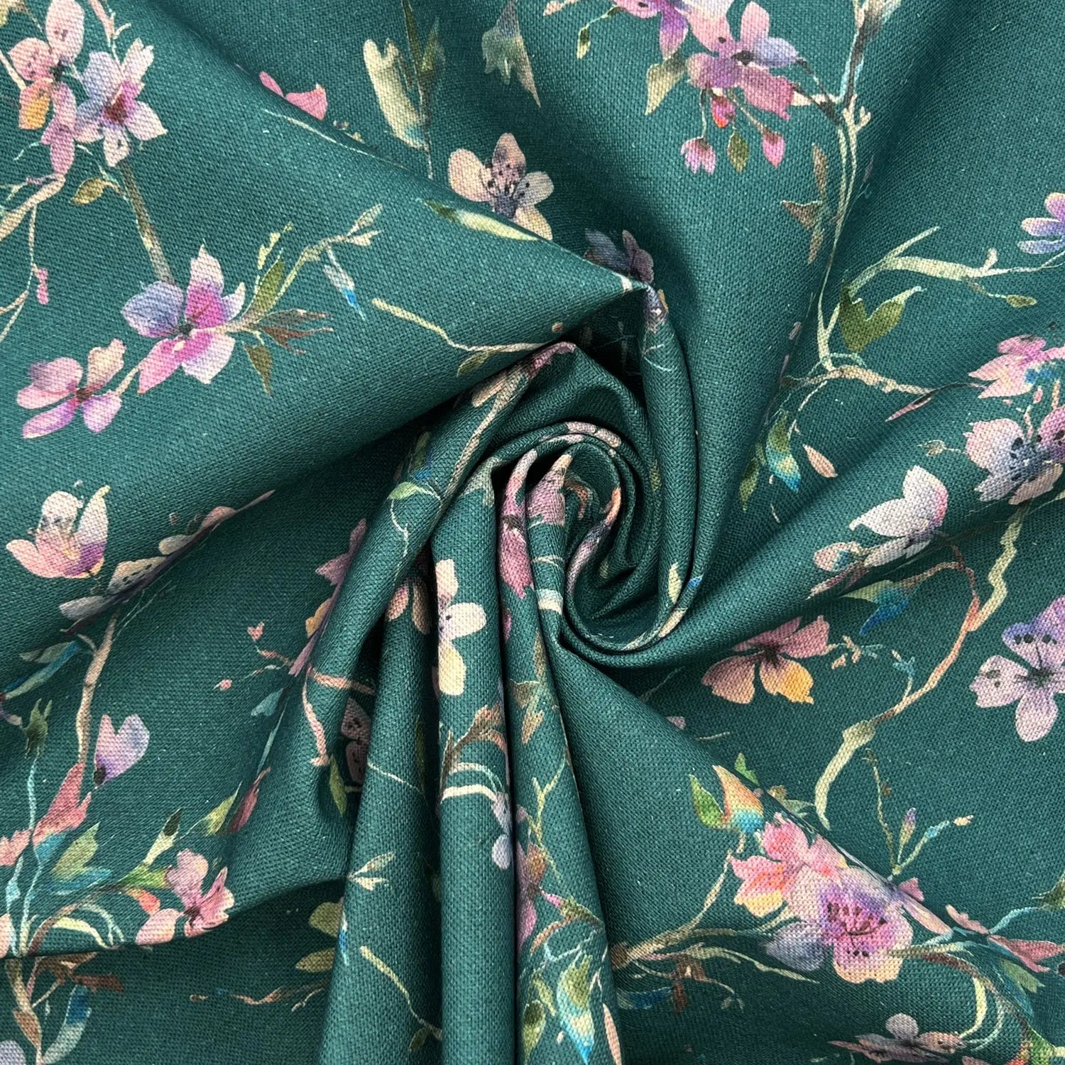 Recycled Cotton Organic Linen Printed Fabric | Sustainable 55" (140cm) Wide 243gsm Dressmaking & Home DÃ©cor Material â€“ Sold by the Meter